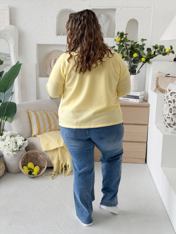 Máslová mikina na zip Jefry do 3XL - pastelově žlutá