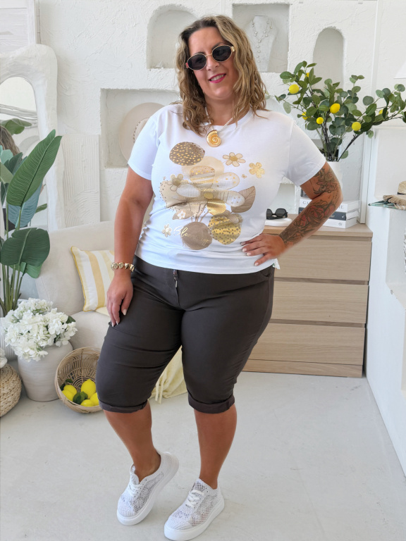 Tričko Flowers II do 3XL hnědé