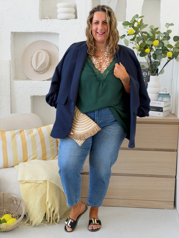 Krajkové tílko do 4XL smaragdové