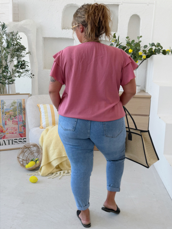 Halenkové tričko Modish do 3XL starorůžové
