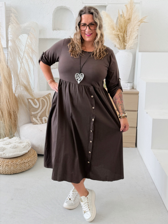 Bavlněné šaty Ashley Knopp do 4XL - čokoládové