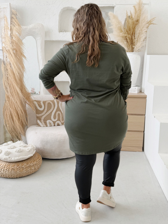 Bavlněné šaty Basic Longy do 3XL - khaki