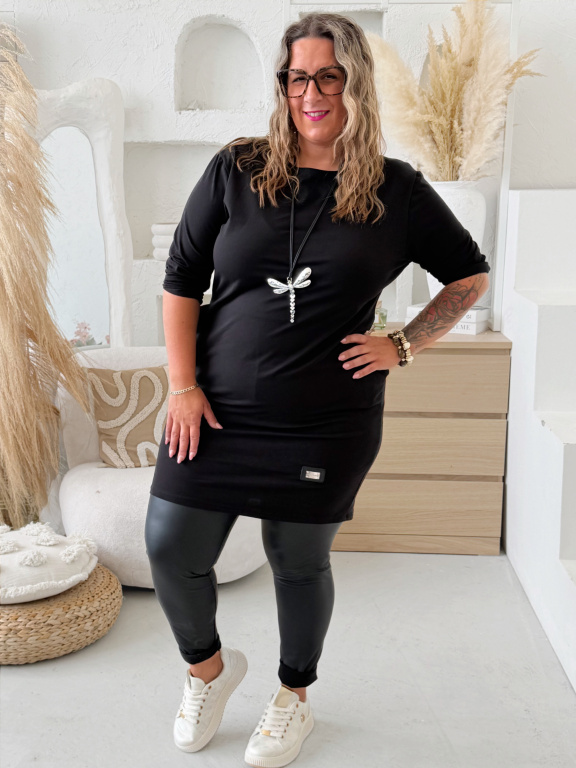 Bavlněné šaty Basic Longy do 3XL - černé