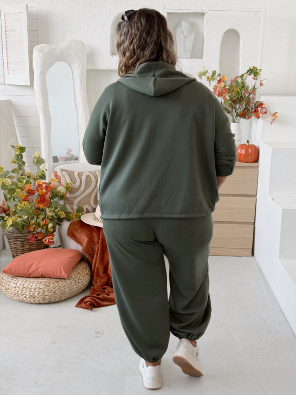 Máselkové tepláky Aladin do 4XL - khaki