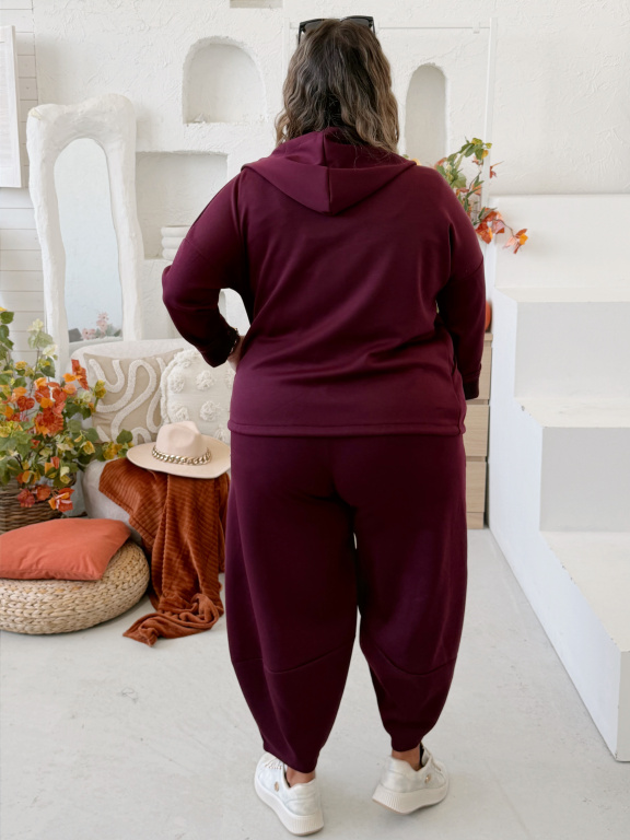 Máselková mikina Jefry do 4XL - vínová