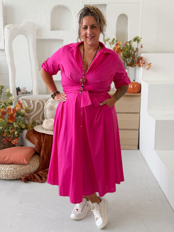 Zavinovací áčkové šaty Susan do 3XL - fuchsiová