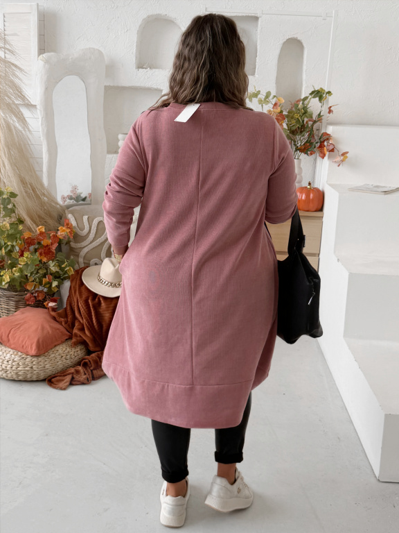 Manšestrové šaty Lejla do 4XL - starorůžové