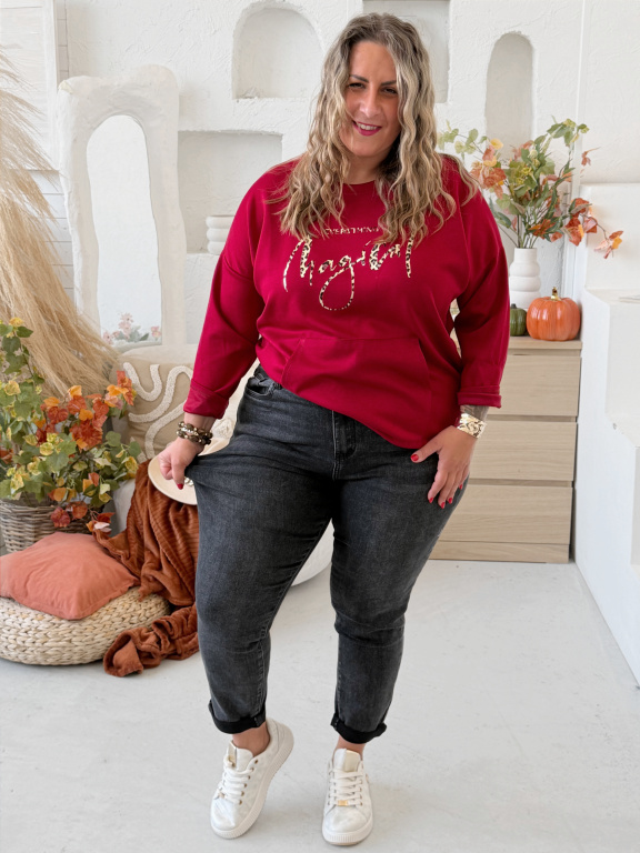 Máselková mikina Magical do 4XL - vínová