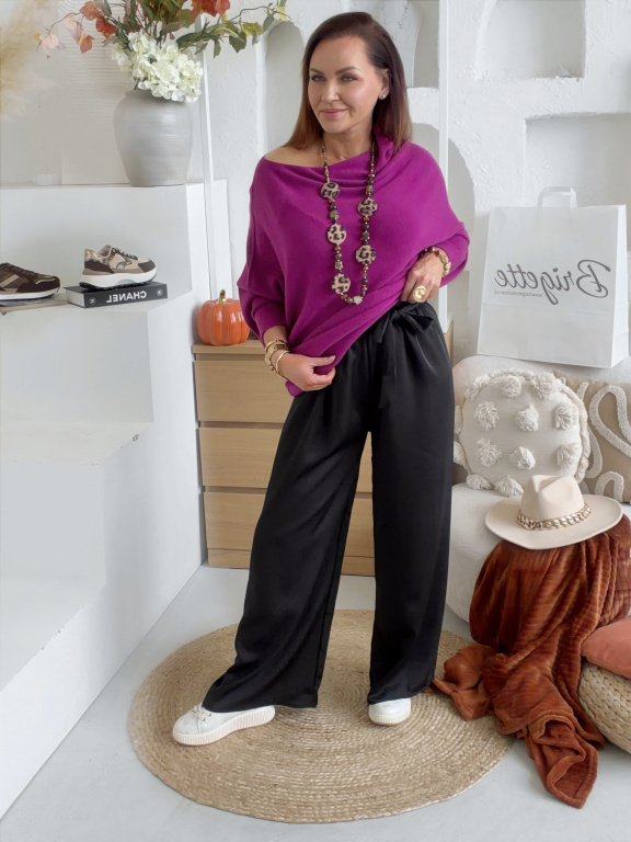 Kalhoty v pase na gumu Satteny od S do 2XL - černé