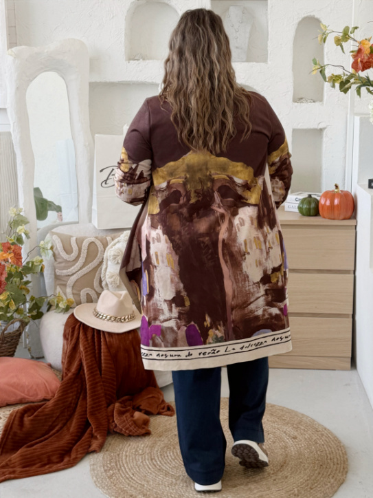 Kabátek vzhled broušené kůže Toscana do 3XL - čokoláda