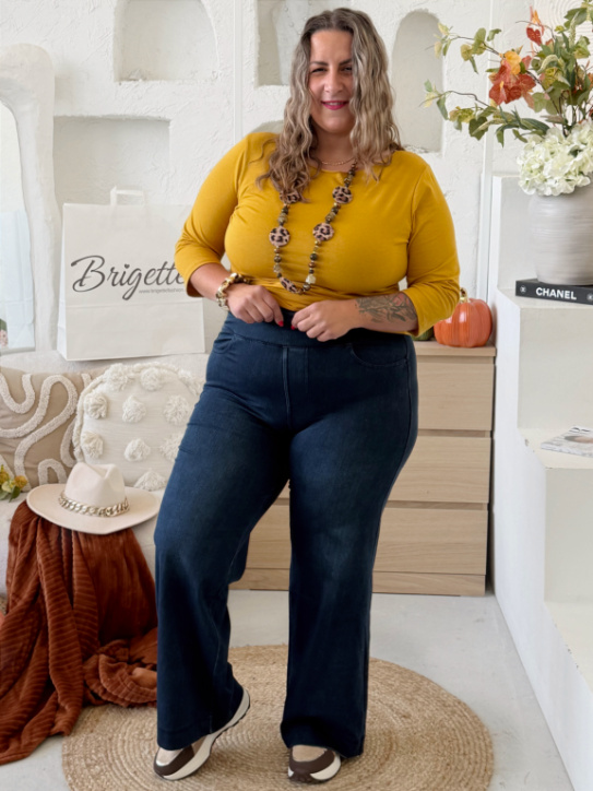 Džegíny Adena do 4XL - tmavě modrý denim