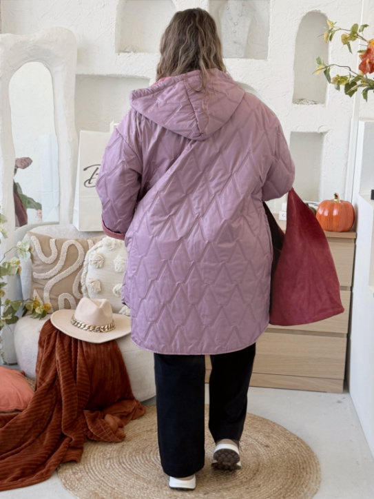 Prošívaná přechodová bunda HOPE do 4XL - podzimní lila