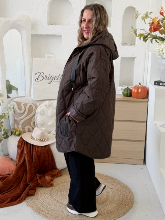 Prošívaná přechodová bunda HOPE do 4XL - čokoláda