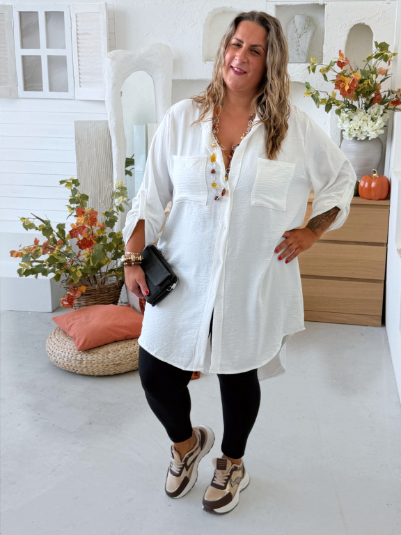 Lehounká oversize košile do 3XL velikosti nemačkavá - bílá