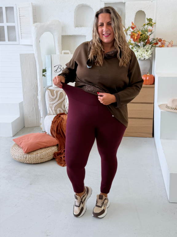 Bambusové legíny až na 5XL - bordo