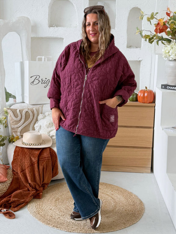 Podzimní prošívaná bunda Jolly do 4XL - vínová