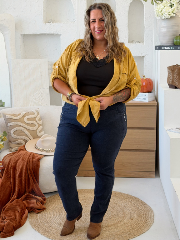 Džínové legíny kalhoty Gaby - do 5XL - modré