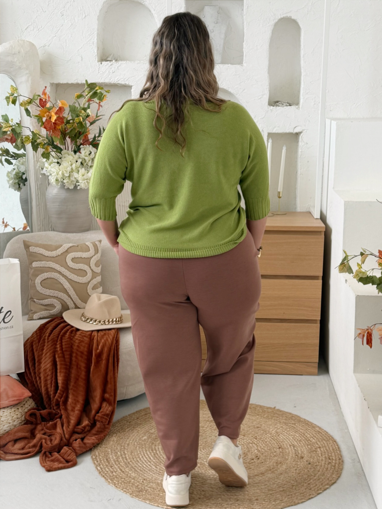 Máselkové kalhoty Jasmin do 3XL - dýňové