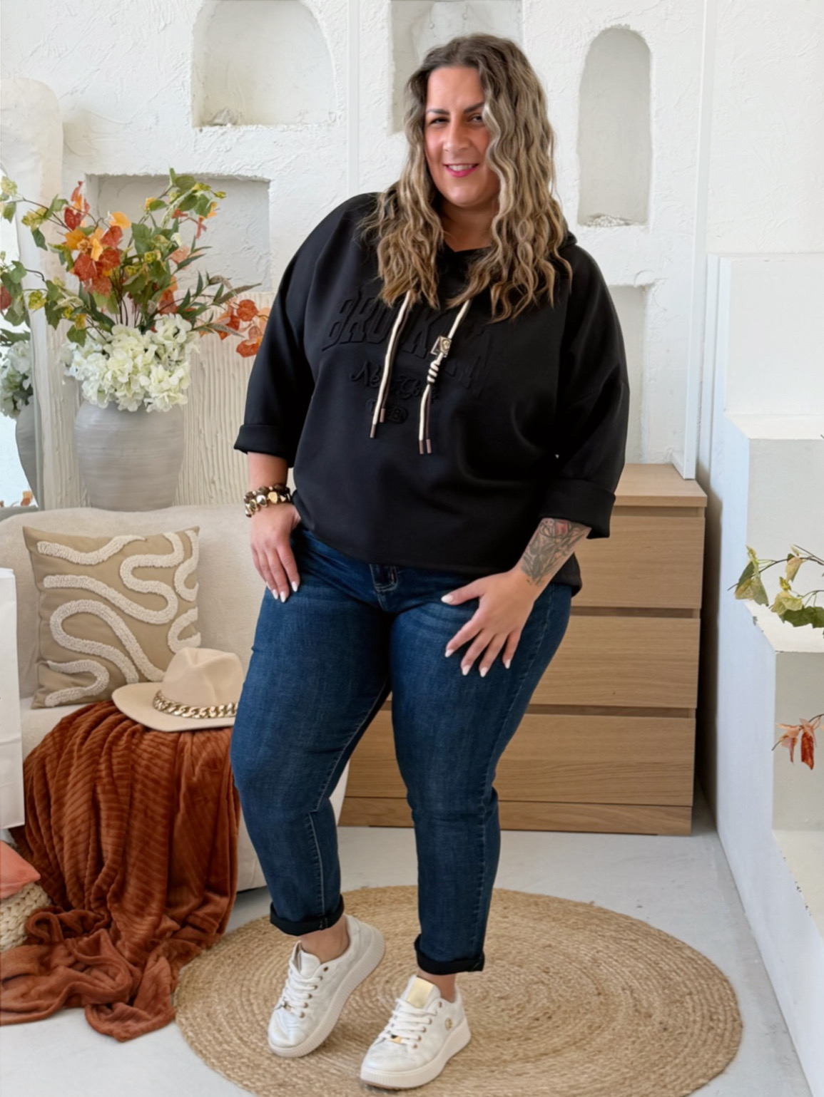 Mikina Brooklyn máselko do 3XL - černá