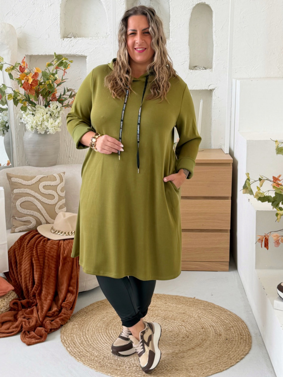 Máslové áčkové šaty Gabi do 4XL - olivová
