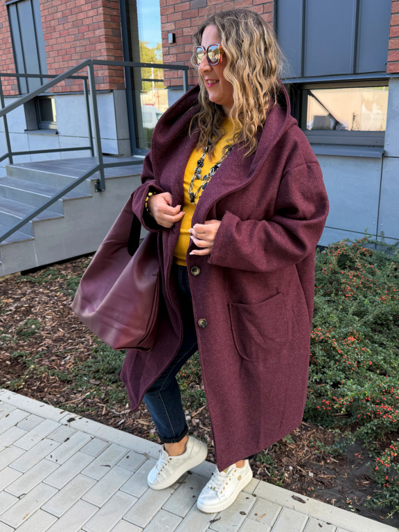 Oversize kabát Margot do 5XL - bordo