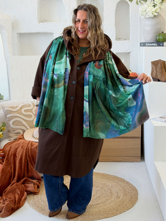 Oversize kabát Elia do 5XL - čokoláda