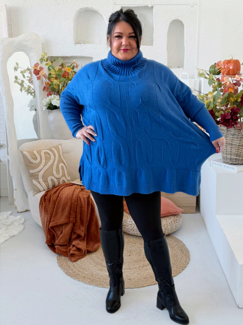 Oversize rolák Sofie do 4XL - královsky modrý