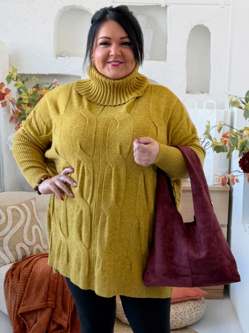 Oversize rolák Sofie do 4XL - hořčice