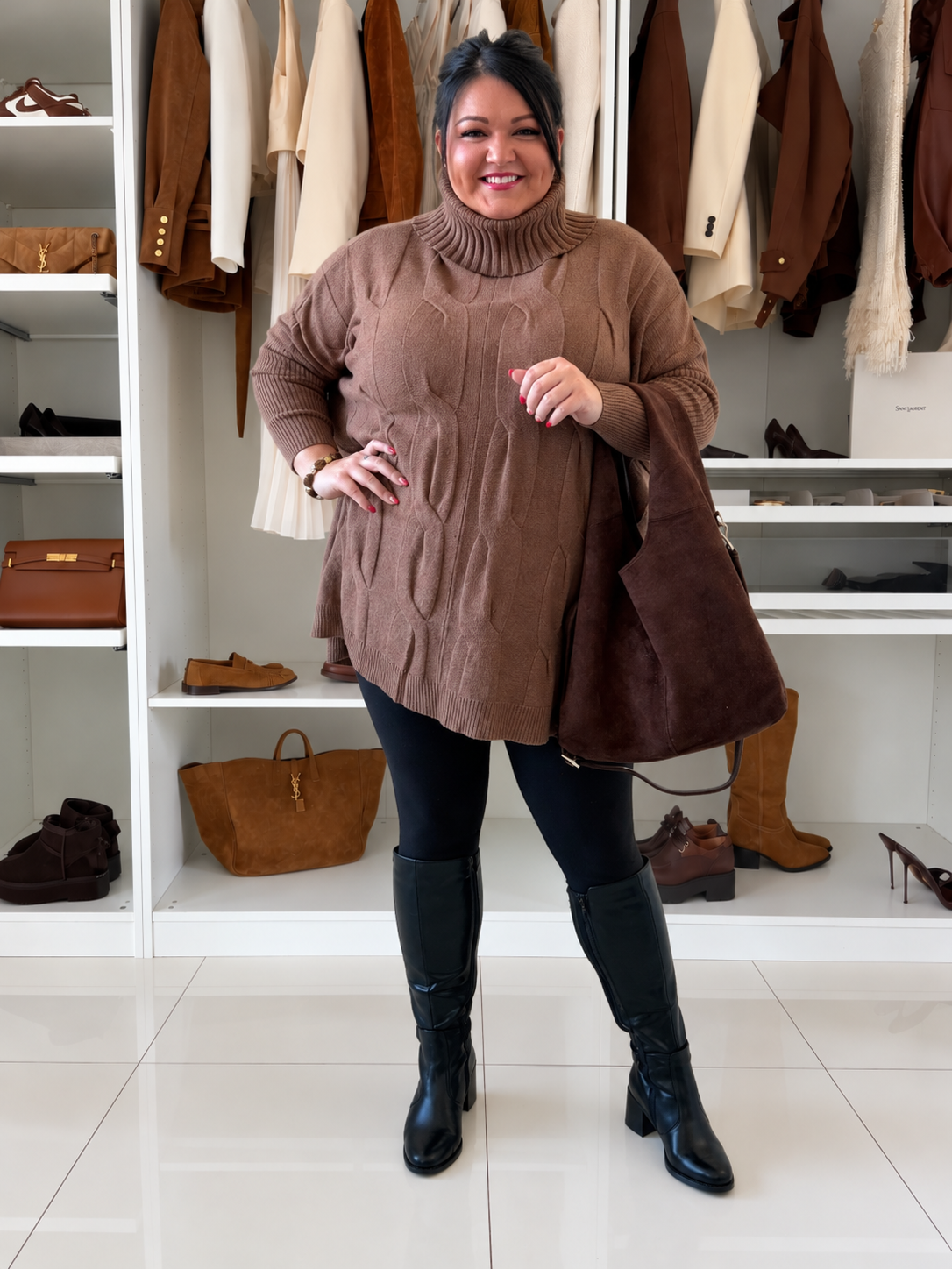 Oversize rolák Sofie do 4XL - čokoláda