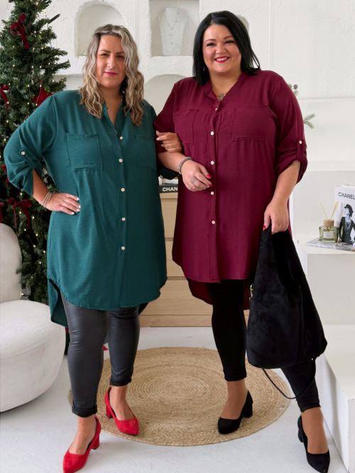 Lehounká oversize košile do 3XL velikosti nemačkavá - bordó