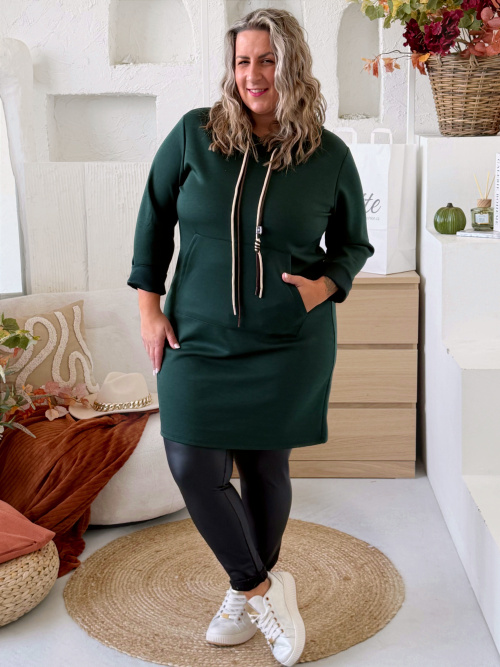 Máselkové tunikové šaty Doris do 3XL - smaragdové