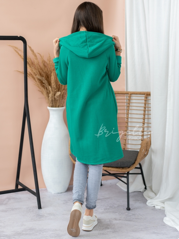 Oversize vyteplený cardigan zelený