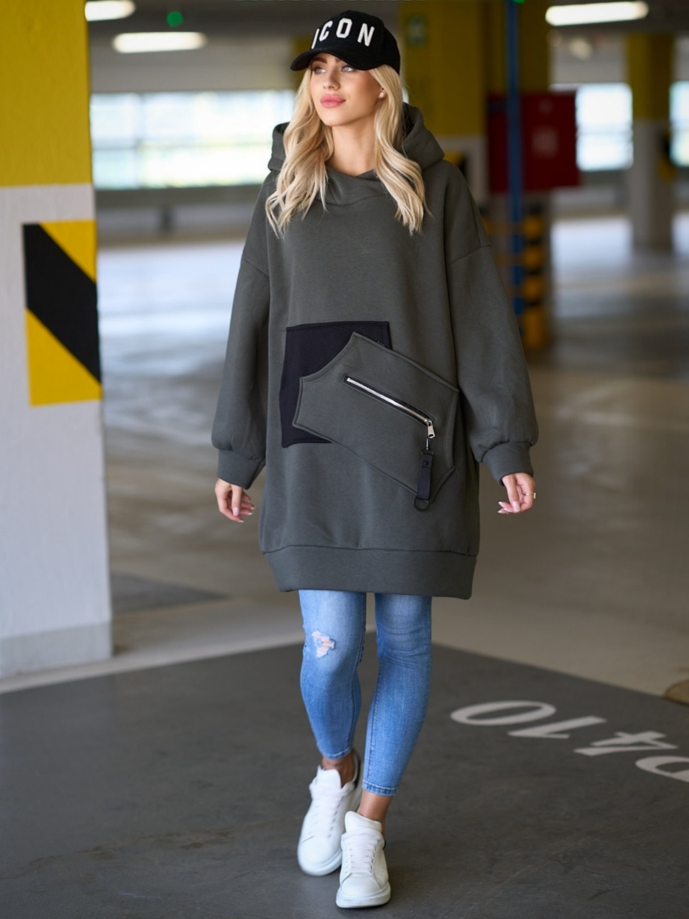 Vyteplená mikina Jenny khaki