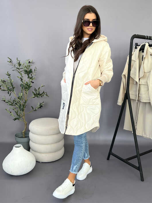 Jarní prošívaná bunda Stripes cream