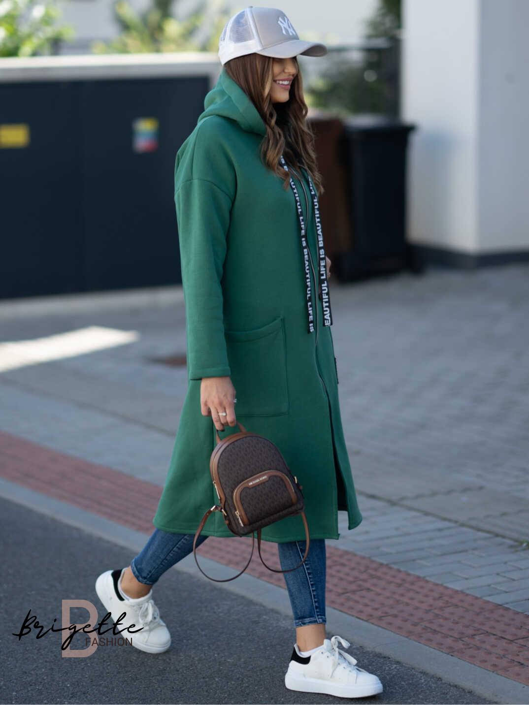 Oversize mikina Life is Beautiful zelená
