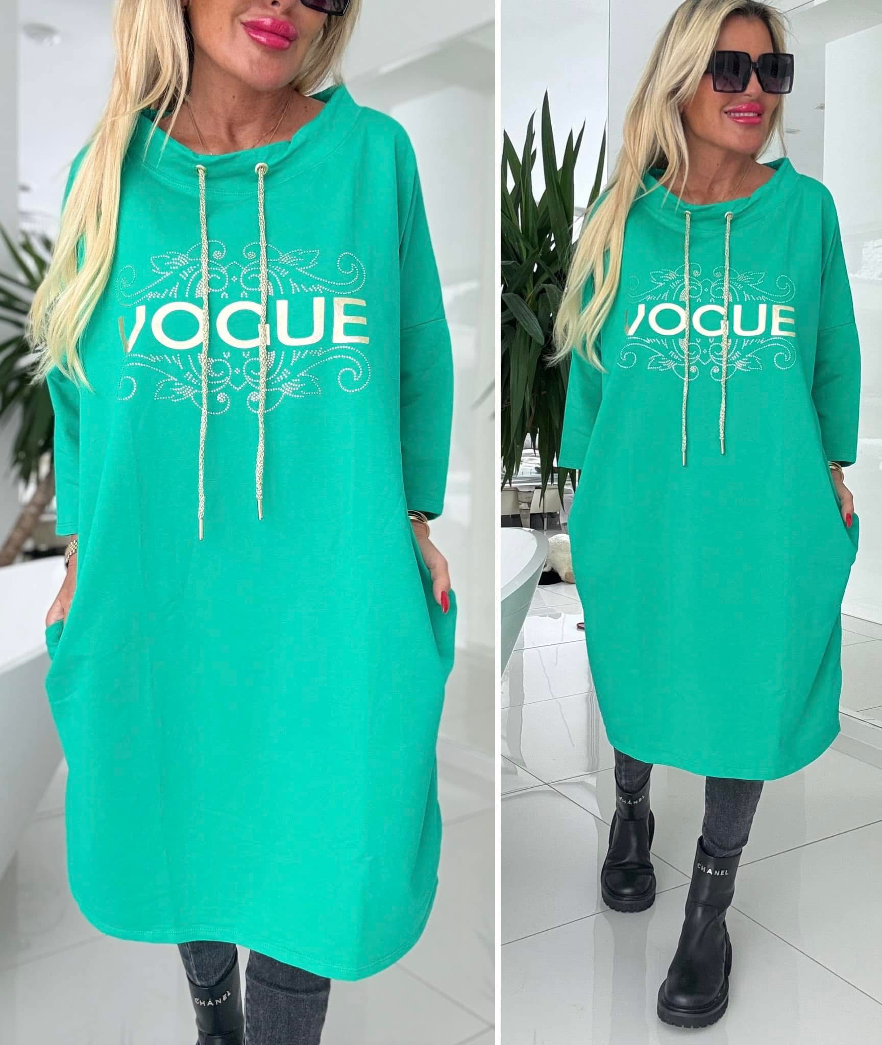 Oversize šaty Vogue mintové