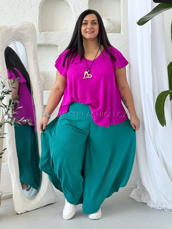 Volné kalhoty Summer s výkrojem tyrkysové