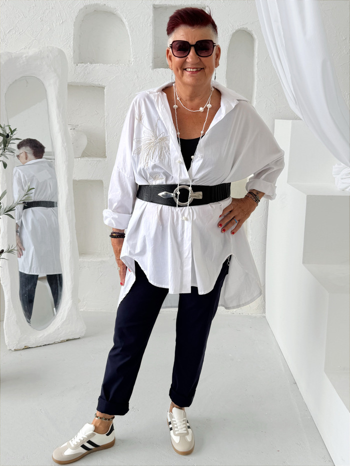 Superelastické strečové kalhoty Ivka tmavě modré