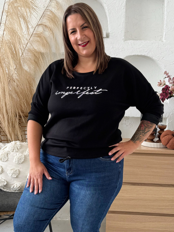 Máslová mikina Perfectly černá do 3XL