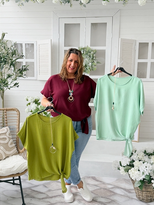 Halenka Julia se zavazováním tmavá bordó do 3XL
