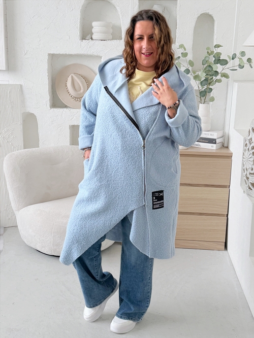 Kabát Asymetric do 4XL světle modrý