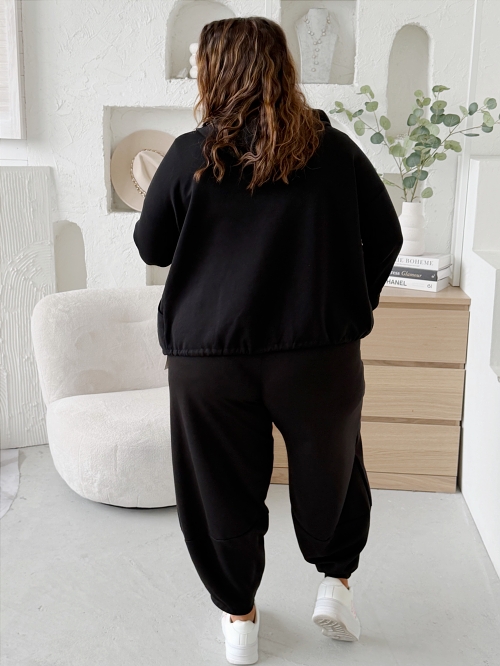 Máslová mikina na zip Jefry do 3XL - černá