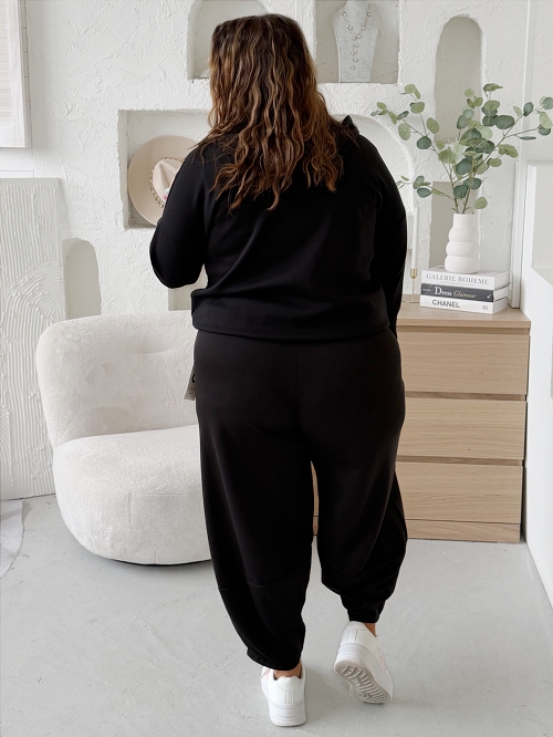 Máslové barelové kalhoty Jefry do 4XL - černé