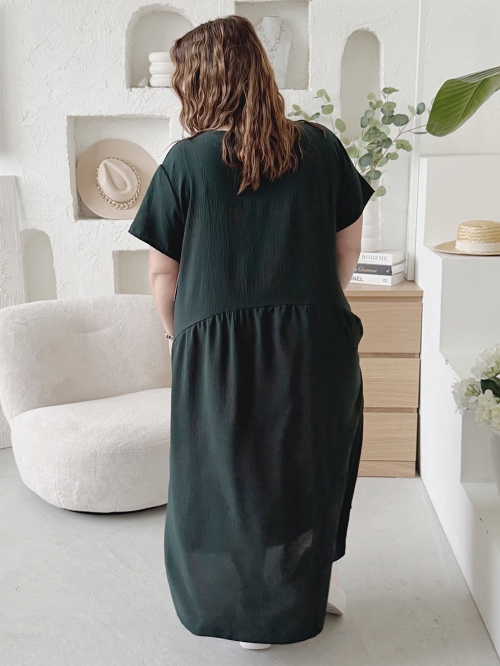 Šaty Sunny Comfort do 5XL - tm.smaragdová