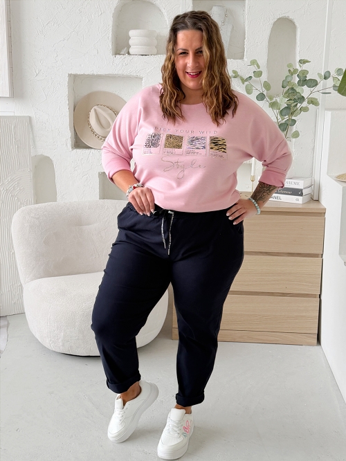 Strečové kalhoty elastické Sporty VĚTŠÍ do 5XL TMAVĚ MODRÉ