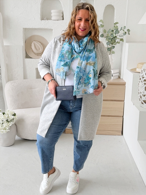 Delší máslové sáčko Gloria do 3XL - melír šedé