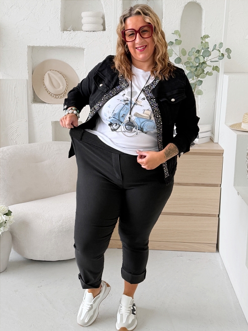 HIT!!! Superstrečové kalhoty Stella do 4XL - černé