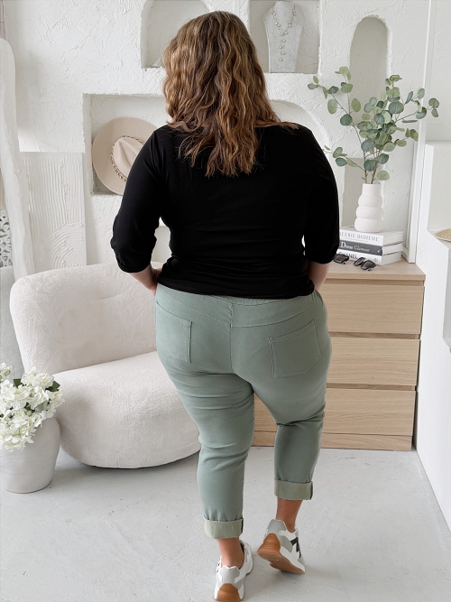 HIT!!! Superstrečové kalhoty Stella do 4XL - khaki