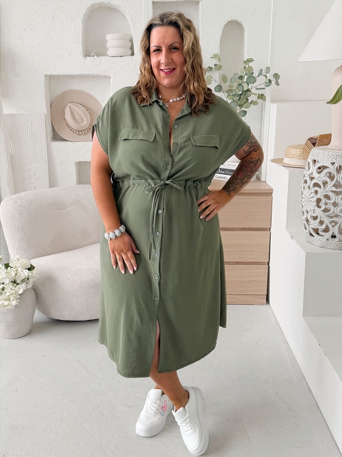 Košilové šaty Olivia do 4XL - khaki