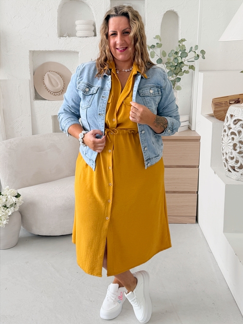 Košilové šaty Olivia do 4XL - hořčicové